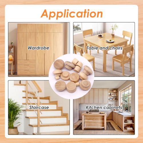 Tnisesm 230Pcs Wood Plugs 1/2" 3/8" 5/16" 3/16" Hole Plugs Button Plugs 2 Styles Button Screw Covers Assortment Kit Mushroom & Flush Wood Caps - color: 230pcs-cone&mushroom Shaped