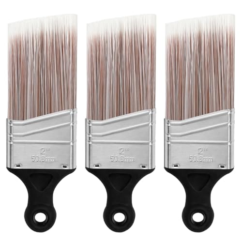 Wesquer 3-Pack Short Handle Angle Paint Brushes for Precision Trim & Cut-in Painting on Window & Door Frames, Stair Rails, Baseboards, Shutters, Cabinetry & Small Furniture - color: Black