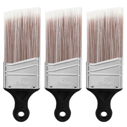 Wesquer 3-Pack Short Handle Angle Paint Brushes for Precision Trim & Cut-in Painting on Window & Door Frames, Stair Rails, Baseboards, Shutters, Cabinetry & Small Furniture - color: Black