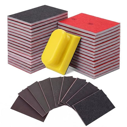 32Pcs Sanding Sponge Kit with Sanding Block, 180-3000 Grit Sandpaper