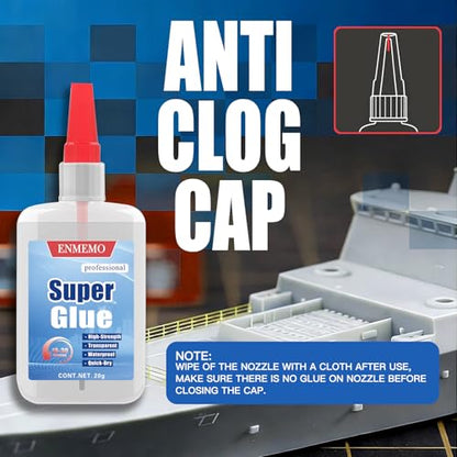 (2-in-1) Super Glue with Brush Applicator& Nozzle,All Purpose Thick CA-Glue