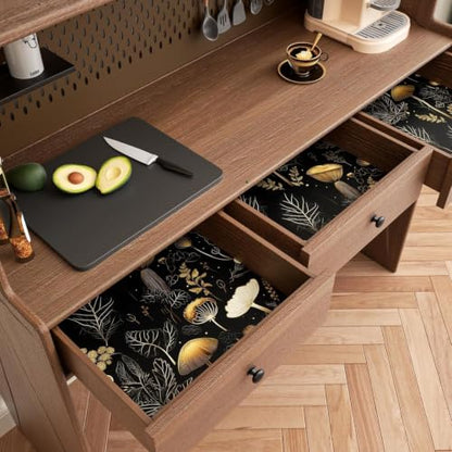 Laatse Dark Mushroom Wallpaper Peel and Stick 17.5" x 787",Black Gold - color: Black Gold, size: 17.5" x 787"