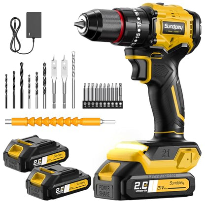 Sundpey 620In-lbs Brushless Cordless Drill Set, Power Drill Driver Yellow - color: Yellow