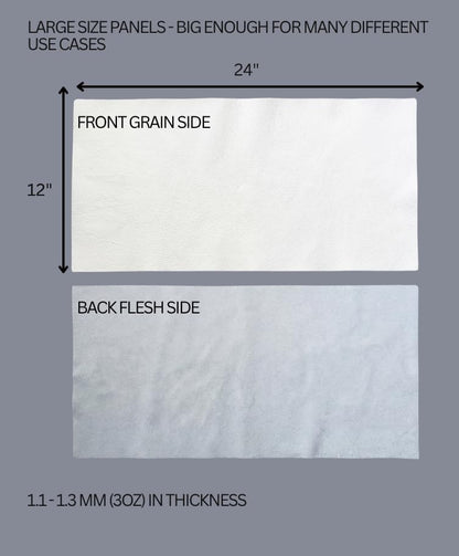 12'' x 24'' Genuine Full Grain Cowhide Leather Sheet — Soft Leather for Upholstery Repair, Handbags, Wallets, Sewing, Crafts, & DIY Projects — 1.1-1.3mm (3oz) Pre-Cut (White, 5 Pieces) - color: White, size: 5 Pieces