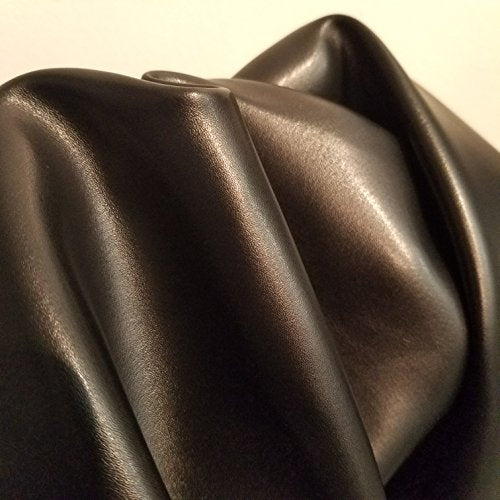 NAT Leathers | Black Soft Faux Vegan Leather PU (Peta Approved Vegan) | 1 Yard (36 inch Length x 54 inch Wide) Cut by the Yard | Synthetic Pleather Nappa 0.9 mm Smooth Upholstery | 36"x54" - color: Black, size: 1 yard (36"x54")