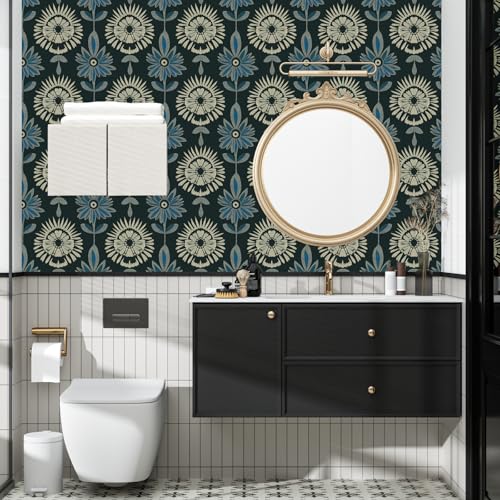 BOKEBEVE Extra Long Green Leaf Wallpaper Stick and Peel Boho 17.5 x 393.5In - color: Dark Green, size: 17.5" x 787"