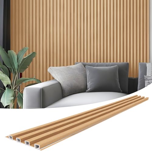 Art3d 96 x 6 in WPC Slat Wall Paneling for Interior Decor, 8-Pack, Oak - color: Oak, size: 96*6