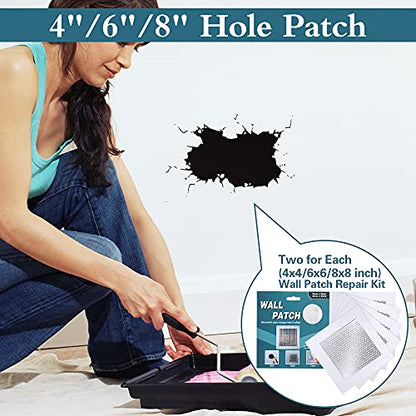 Drywall Repair Kit, 6 pcs, Aluminum Wall Repair Patch Kit - size: 4"/6"/8"-Two of each