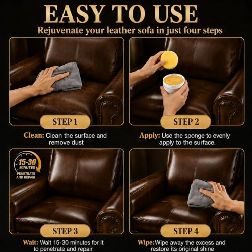 Wood & Leather Furniture Repair Salve, Leather Conditioner with Sponge, 8oz