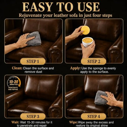 Wood & Leather Furniture Repair Salve, Leather Conditioner with Sponge, 8oz