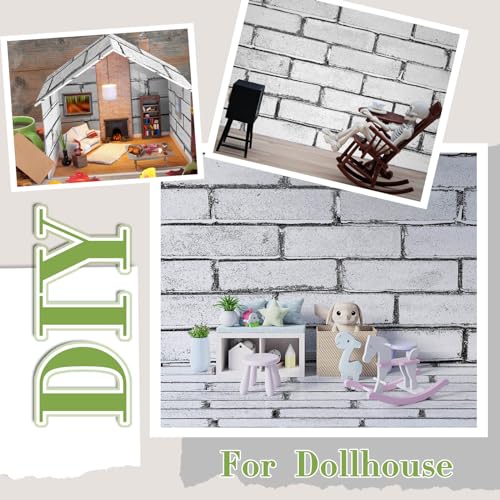 Flutesan 12 Pcs Miniature Dollhouse Wallpaper, Retro White - style: Retro White