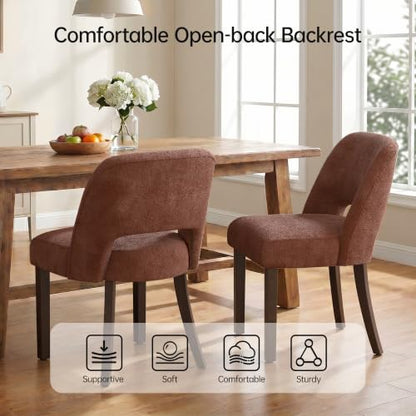 Usaint Upholstered Dining Chairs Set of 4, Modern Fabric Kitchen Chairs - color: Rusty Red