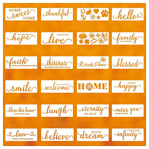 24 Pack Inspirational Word Stencils for Painting on Wood Wall Canvas - style: Word stencil