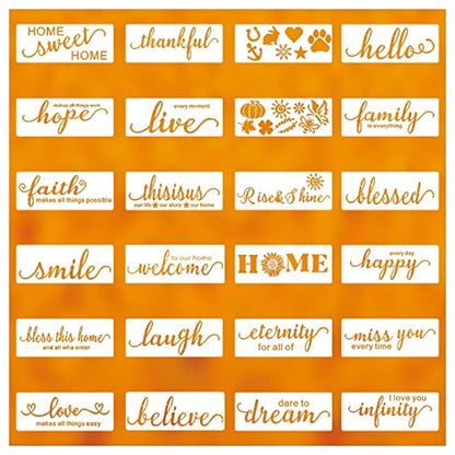 24 Pack Inspirational Word Stencils for Painting on Wood Wall Canvas - style: Word stencil