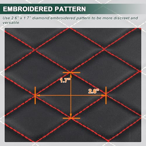 Vinyl Faux Leather Quilted Fabric Foam Backed,Black (Red Thread) - color: Black(red Thread), size: Style-A