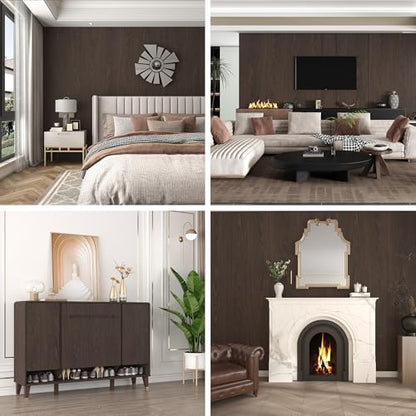 BAYYA Wide Wood Grain Peel Stick Wallpaper Black Brown Walnut Contact Paper - color: Brown, size: 31.5" x 158"