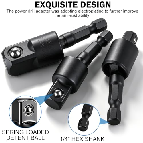 17Pcs Flexible Drill Bit Extension kit,Include 3Pcs Rotatable Socket Adapter,2Pcs Hex Shank 105° Right Angle Drill Attachment 10 Short Screwdriver Bits 90° Angled Bits & Bendable Drill Bit Extension