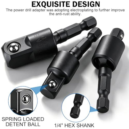 17Pcs Flexible Drill Bit Extension kit,Include 3Pcs Rotatable Socket Adapter,2Pcs Hex Shank 105° Right Angle Drill Attachment 10 Short Screwdriver Bits 90° Angled Bits & Bendable Drill Bit Extension