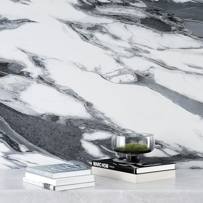VEELIKE Modern Black and White Liquid Marble Contact Paper for Countertops Waterproof Peel and Stick Countertop Contact Paper 24''x118'' Marble Wallpaper Self Adhesive Kitchen Counter Top Wrap Covers - size: 24" x 118"
