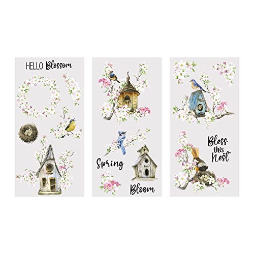 Rub on Transfers for Crafts and Furniture | 3 Design Sheets 6”x 12” | Home Decor Transfers | Furniture and Craft Decals | by Thymeless Designs (Birds At Home) - style: Birds At Home