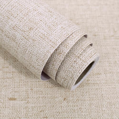 Beige Grasscloth Peel and Stick Wallpaper Textured 15.7in x 196.8in - color: Beige, size: 15.7" x 196.8"