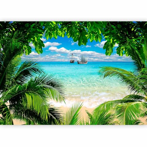artgeist - Peel and Stick Wall Mural, Living Room Tropical Island 96x69 in - color: #03, size: 69"x96"