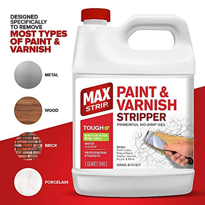 Max Strip Paint & Varnish Stripper Gel, Wood & Metal Stripper, 1 Qt, 2 Pack - size: 32 Fl Oz (Pack of 2)