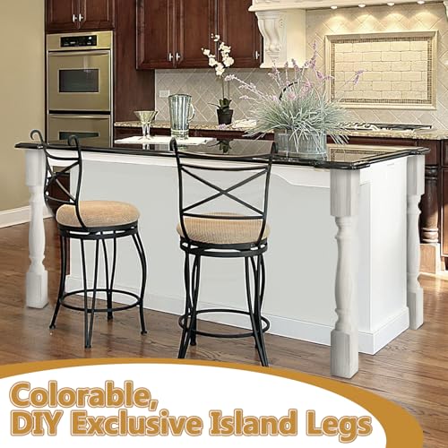 DoubleFill 2 Pcs Unfinished Kitchen Island Legs Wood Table Legs, Elegant - color: Elegant, size: 35.4" H X 3.7" W X 3.7" D