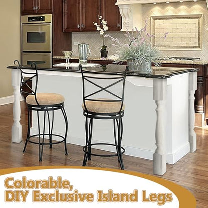 DoubleFill 2 Pcs Unfinished Kitchen Island Legs Wood Table Legs, Elegant - color: Elegant, size: 35.4" H X 3.7" W X 3.7" D