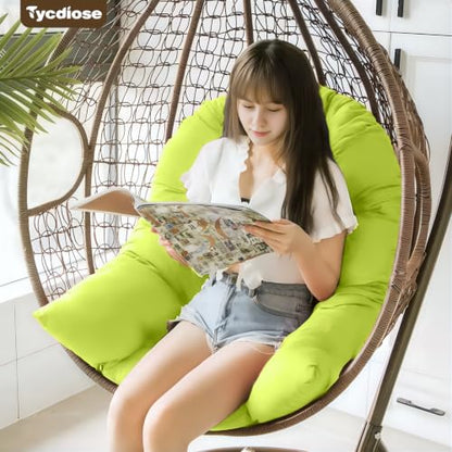 Egg Chair Cushion Replacement, Waterproof Outdoor Hanging Egg Chair Cushion Hammock Swing Chairs Cushions Pads, U-Shaped Thickened Cushions for Hanging Eggs Chairs, 47x33x7 Inch (Light Green) - color: Light Green