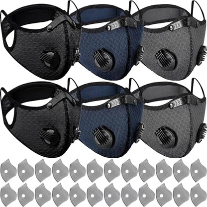 Threlaco 6 Pcs Dust Mask Reusable Respirator Mask - color: Black, Navy Blue, Dark Gray