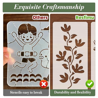 Flower Stencils for Crafts Reusable 15Pcs Stencils(11.8X5.9 Inch) - color: Flower