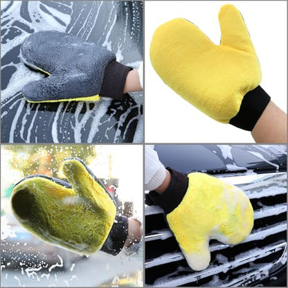 4-Pack Cleaning Dusting Gloves, Painter and Decorating Glove with Thumb, Microfiber Towel Gloves