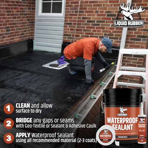 Liquid Rubber Waterproof Sealant Roof Repair Kit - 5 Gal, Caulk, Seam Tape - size: 5 Gallon Kit