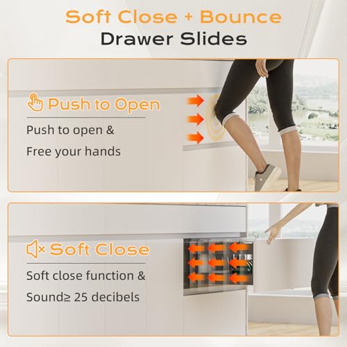 SIGOE 21 Inch Push to Open Drawer Slides, Soft Close Bottom Mount Drawer Slide, Full Extension Concealed Drawer Slides Perfect for 16mm Thick Drawer Side Panel, 100 LB Heavy Duty Load Capacity, 1 Pair