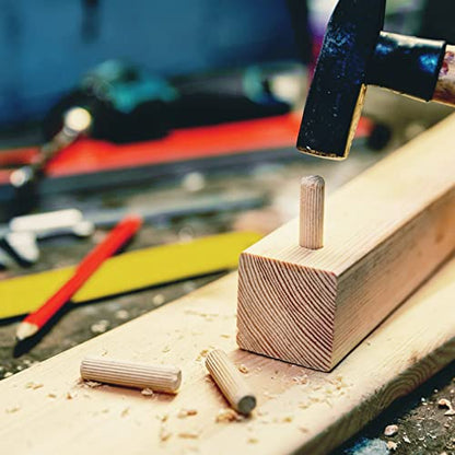 uxcell Wooden Dowel Pins 50pcs 8x50mm(5/16"x2") Fluted Beveled Ends Wood Dowel Pegs Kiln Dried Hardwood for Woodworking Furniture Shelf - size: 8x50mm