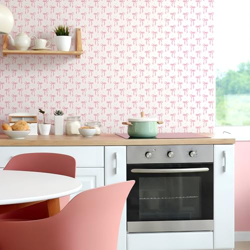 Drydiet Pink Bow Wallpaper Peel and Stick Contact Paper 11.8 in x 78.7 in - color: Pink, size: 11.8 in x 78.7 in, style: Bow