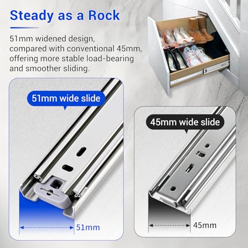 Heavy Duty Drawer Slides Full Extension Side Mount 14 16 18 20 22 24 26 28 30 32 34 36 40 Inch 150 Lbs Metal Dresser Cabine Rails Tracks Glides Runner 1 Pair (Without Lock, 12 Inch) - size: 12 Inch, style: Without Lock - Load 150 lb