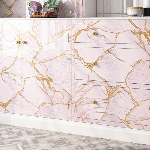 LaCheery 157"x24" Pink Marble Countertop Peel and Stick Wallpaper Kitchen Counter Contact Paper Marble Vinyl Wrap for Countertops Waterproof Renter Friendly Removable Bathroom Countertop Covering Roll - size: 24" x 157"