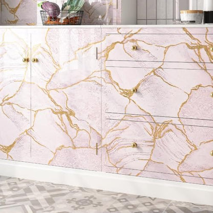 LaCheery 157"x24" Pink Marble Countertop Peel and Stick Wallpaper Kitchen Counter Contact Paper Marble Vinyl Wrap for Countertops Waterproof Renter Friendly Removable Bathroom Countertop Covering Roll - size: 24" x 157"