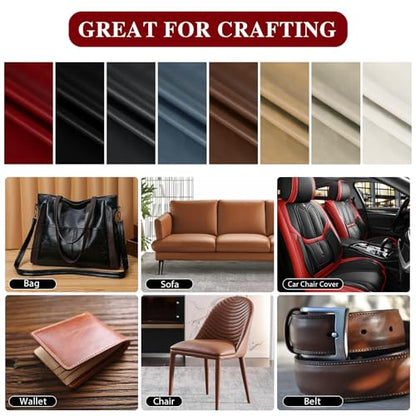 Faux Leather Fabric, Marine Vinyl Fabric, 1.05mm Thick Vinyl Upholstery Soft Durable Synthetic Material PU Leather for Sofa Chairs Bags DIY Crafts Sewings,5 Yard 55" x 180" Red - color: Red, size: Pre-cut 5 Yard (54" x 180")