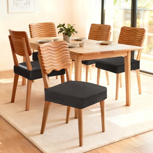 Songrey Waterproof Chair Covers for Dining Chairs, Set of 4, Black - color: Black
