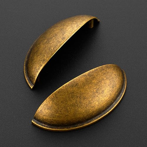 Ravinte Antique Brass Drawer Pulls Cabinet Cup Pulls 3 Inch 5 Pack - color: Antique Brass