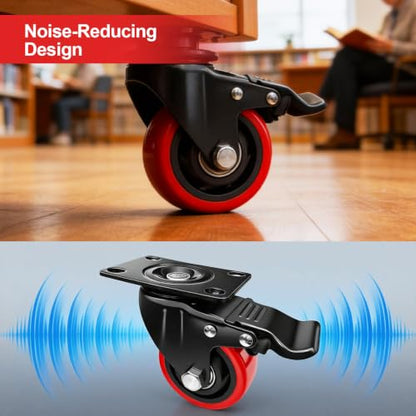 4" Caster Wheels,4 inch Heavy Duty Casters with Brake Set of 4 - size: 4 Inch (4 Pack)