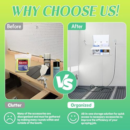 Magnetic Booth Box, Double Compartment w/ 2 Spray Gun Hangers - color: White