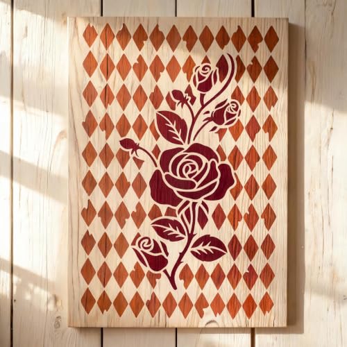 TIAMECH A4 Reusable Lattice Rose Diamond Grid Stencil for Painting - color: Lattice Rose Diamond Grid