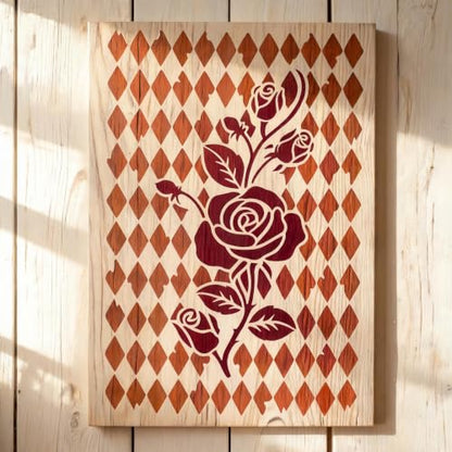 TIAMECH A4 Reusable Lattice Rose Diamond Grid Stencil for Painting - color: Lattice Rose Diamond Grid