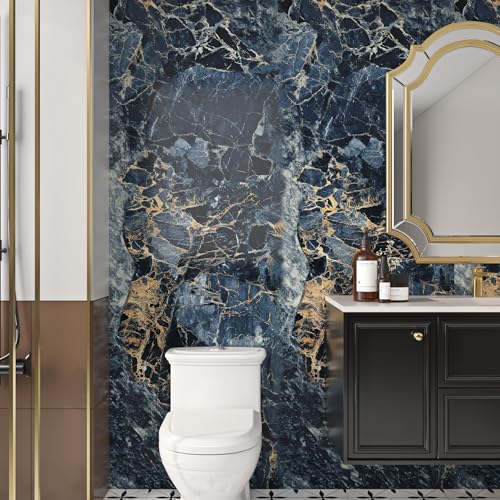YENHOME 30"X118" Blue Marble Contact Paper for Countertops Peel and Stick Waterproof Counter Top Covers Peel and Stick Wall Paper for Kitchen Bathroom Wallpaper Self Adhesive Countertop Contact Paper - size: 30" x 118"