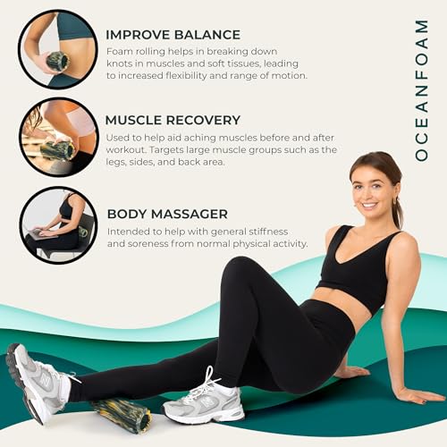 Oceanfoam Ripple Roller, Small Foam Roller (Hunter, Gold & Natural Marbled) - color: Hunter, Gold & Natural Marbled