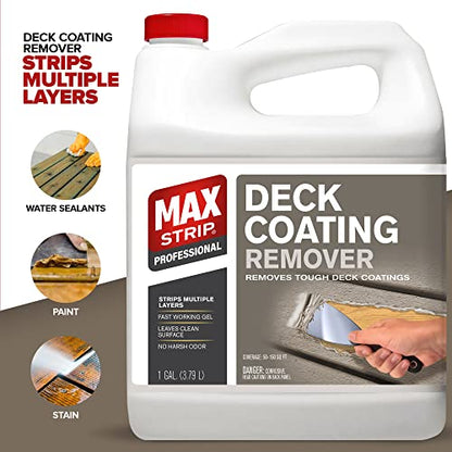 Max Strip Deck Stain & Coating Remover, Heavy Duty Wood Stripper, 1G 2 pack - size: 128 Fl Oz (Pack of 2)